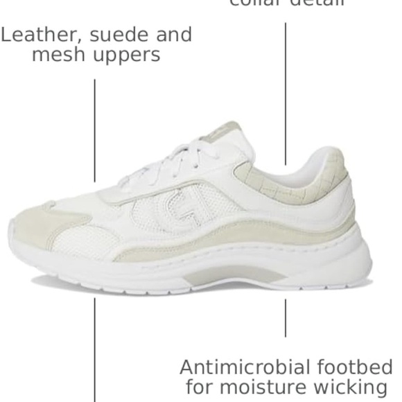 NIB Cole Haan Grandpro Eleeana Runner, White Ltr/Silver Birch Sde/White Mesh - Picture 4 of 9